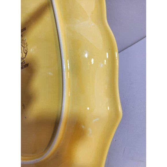 Vtg Salins France Abondance Stoneware Platter Yellow Floral Retro Scalloped Edge - Picture 10 of 12